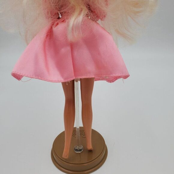 Vintage Mattel Barbie Doll Long Blonde Hair Blue Eyes Pink Dress Hat - Picture 8 of 13